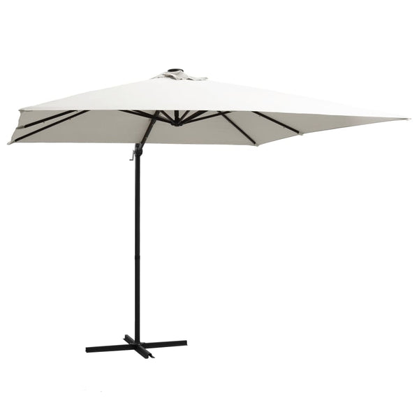  Cantilever Umbrella with LED lights and Steel Pole 250x250 cm Sand