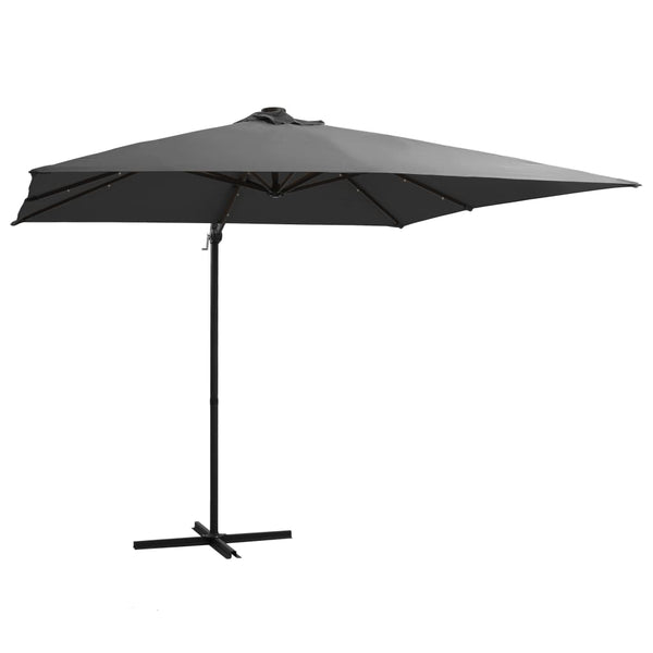  Cantilever Umbrella with LED lights and Steel Pole 250x250 cm Anthracite