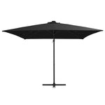 Cantilever Umbrella with LED lights and Steel Pole 250x250 cm Black