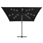 Cantilever Umbrella with LED lights and Steel Pole 250x250 cm Black