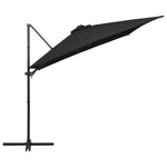 Cantilever Umbrella with LED lights and Steel Pole 250x250 cm Black