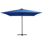 Cantilever Umbrella with LED lights and Steel Pole 250x250 cm Azure Blue