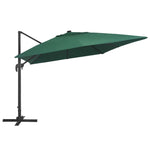 Cantilever Umbrella with LED Lights and Aluminium Pole 400x300 cm Green