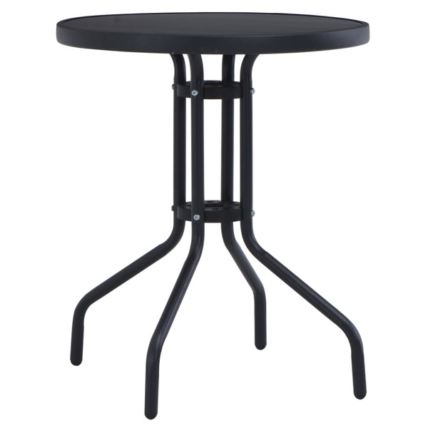  Garden Table Black 80 cm Steel and Glass