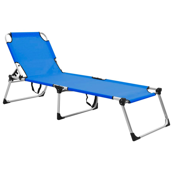  Extra High Folding Senior Sunbed Blue Aluminium