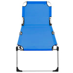 Extra High Folding Senior Sunbed Blue Aluminium