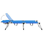 Extra High Folding Senior Sunbed Blue Aluminium