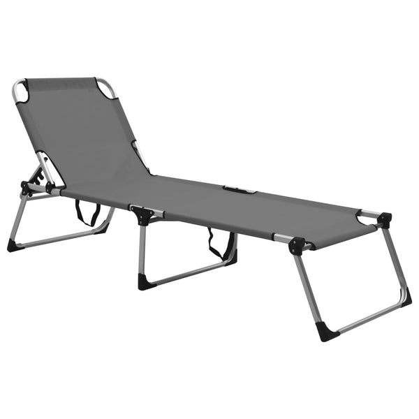  Extra High Folding Senior Sunbed Grey Aluminium