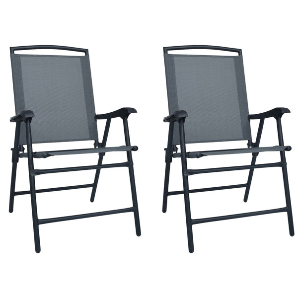  Folding Garden Chairs 2 pcs Texilene Grey