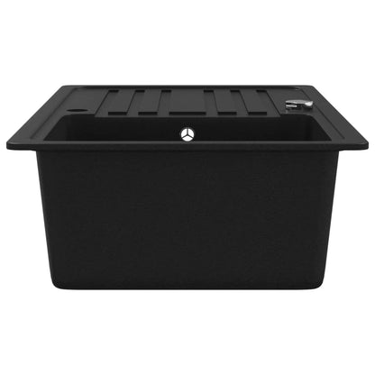 Granite Kitchen Sink Single Basin with Drainer Reversible Black