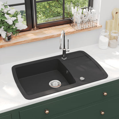 Granite Kitchen Sink Single Basin Black - 780×500×310mm