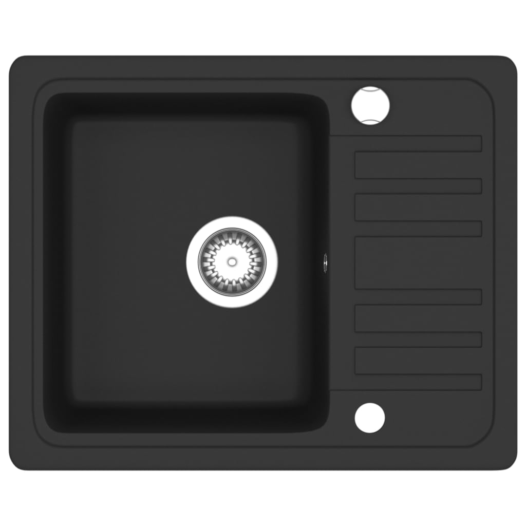 Granite Kitchen Sink Single Basin Black - 575×460×280mm