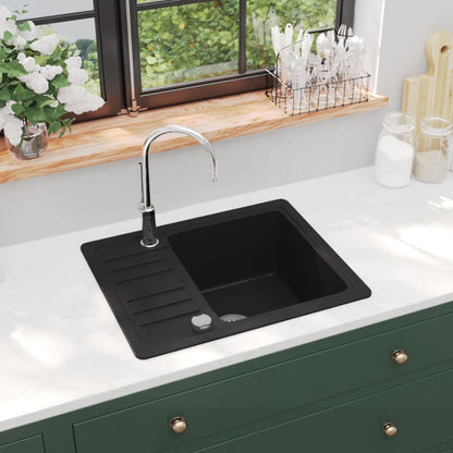 Granite Kitchen Sink Single Basin Black - 575×460×280mm