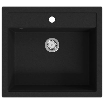 Granite Kitchen Sink Single Basin Black - 565×510×306mm