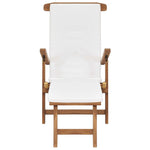 Deck Chair with Cushion Cream White Solid Teak Wood