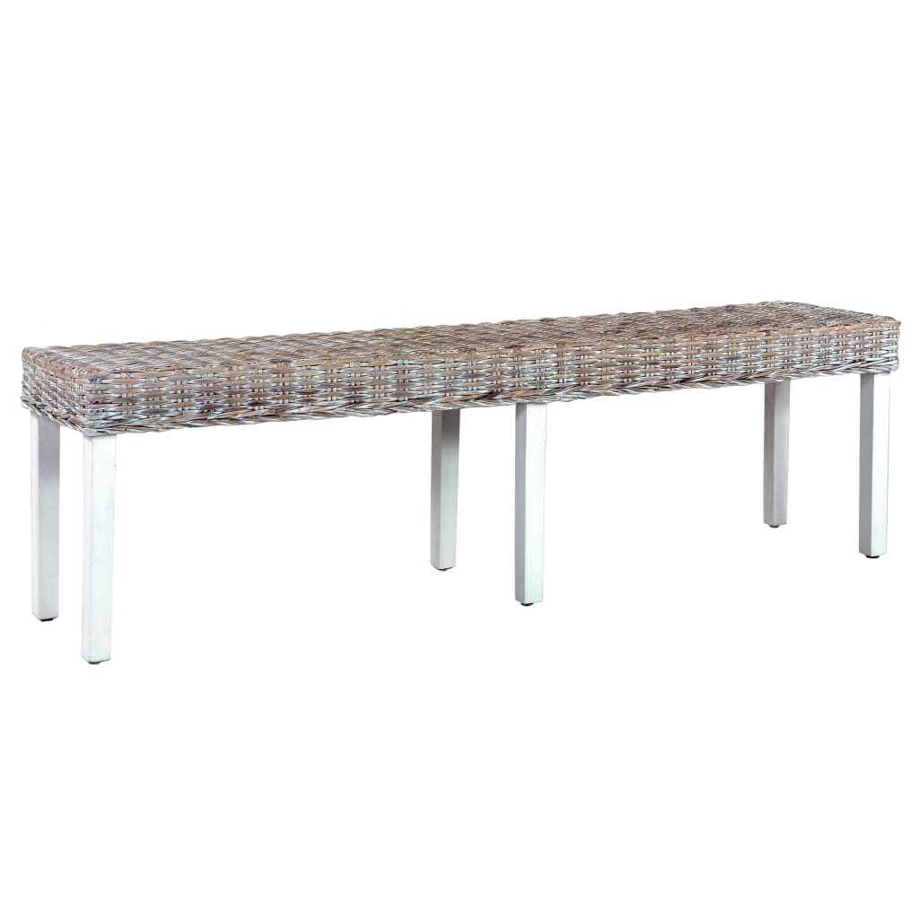 Bench 160 cm White Natural Kubu Rattan