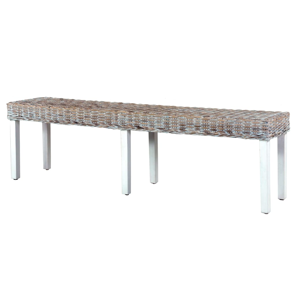 Bench 160 cm White Natural Kubu Rattan