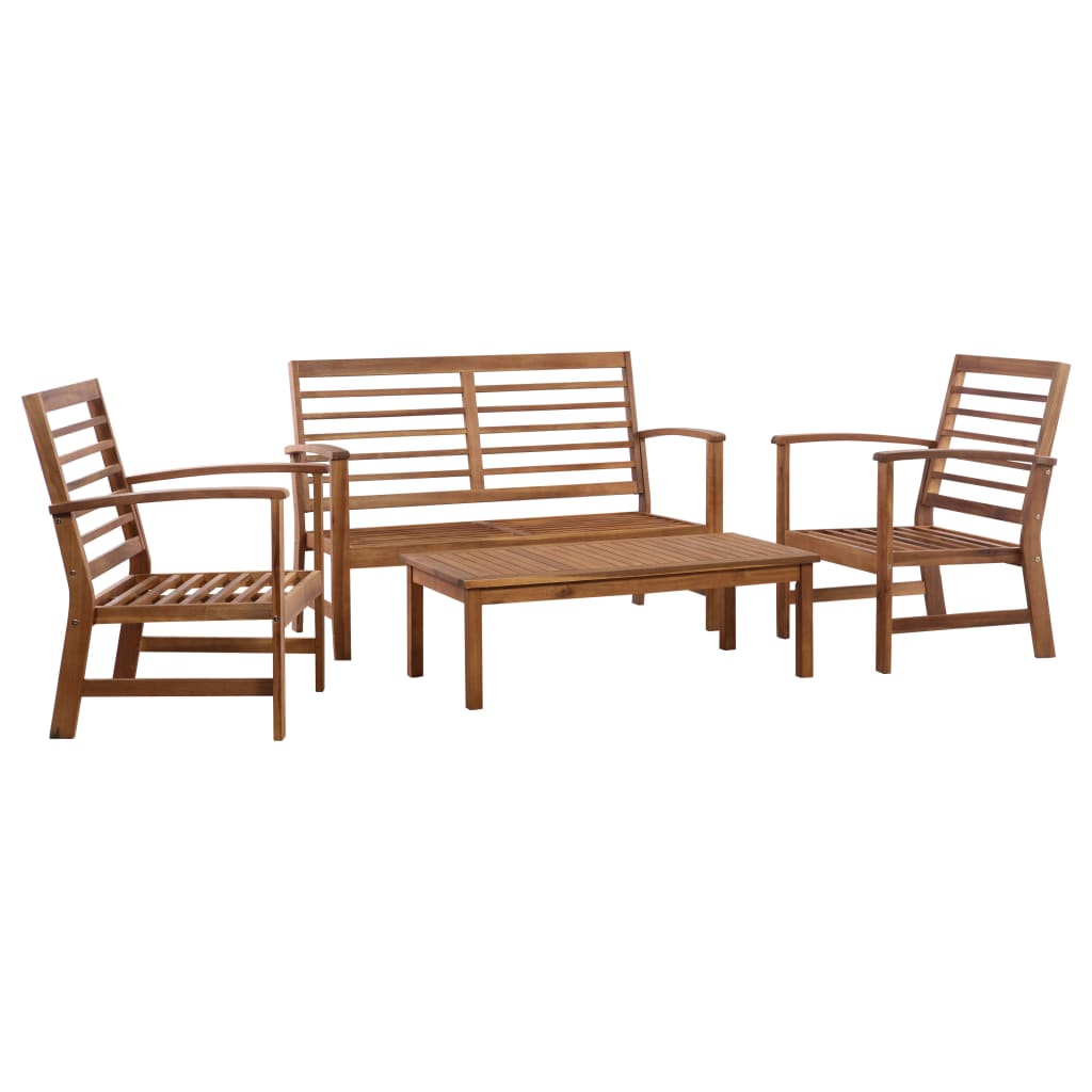 4 Piece Garden Lounge Set Solid Acacia Wood - 100×50×33cm
