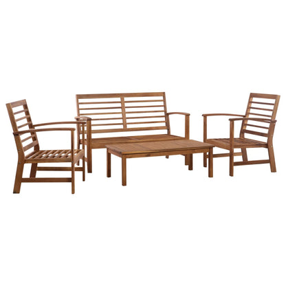 4 Piece Garden Lounge Set Solid Acacia Wood - 100×50×33cm