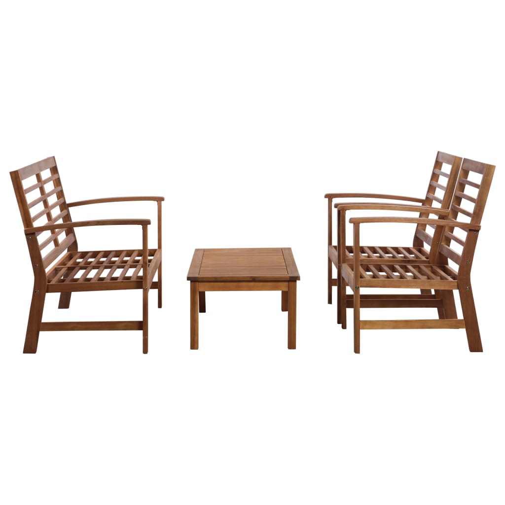4 Piece Garden Lounge Set Solid Acacia Wood - 100×50×33cm