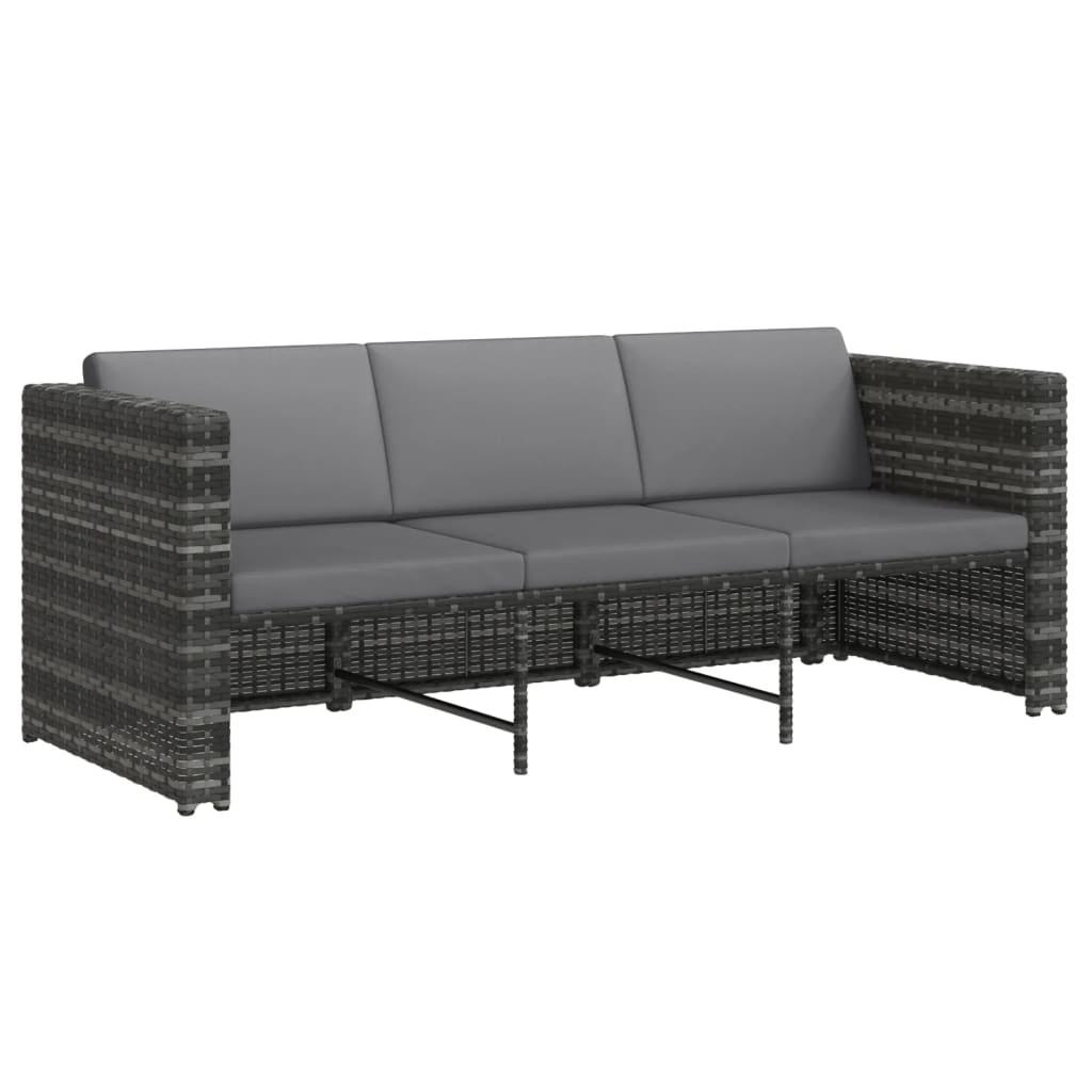 4 Piece Garden Lounge Set with Cushions Poly Rattan Grey - 190×75×65cm