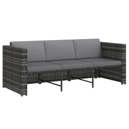 4 Piece Garden Lounge Set with Cushions Poly Rattan Grey - 190×75×65cm