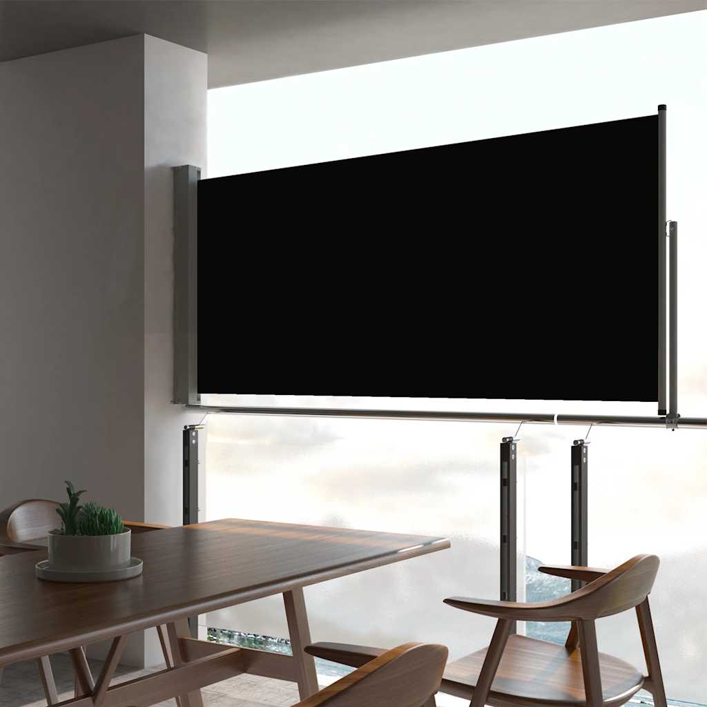 Patio Retractable Side Awning, Black