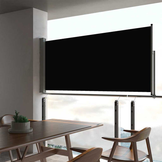 Patio Retractable Side Awning, Black