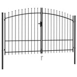 Fence Gate Double Door with Spike Top Steel (Black)