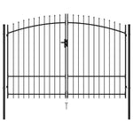 Fence Gate Double Door with Spike Top Steel 'Black