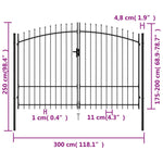 Fence Gate Double Door with Spike Top Steel 'Black