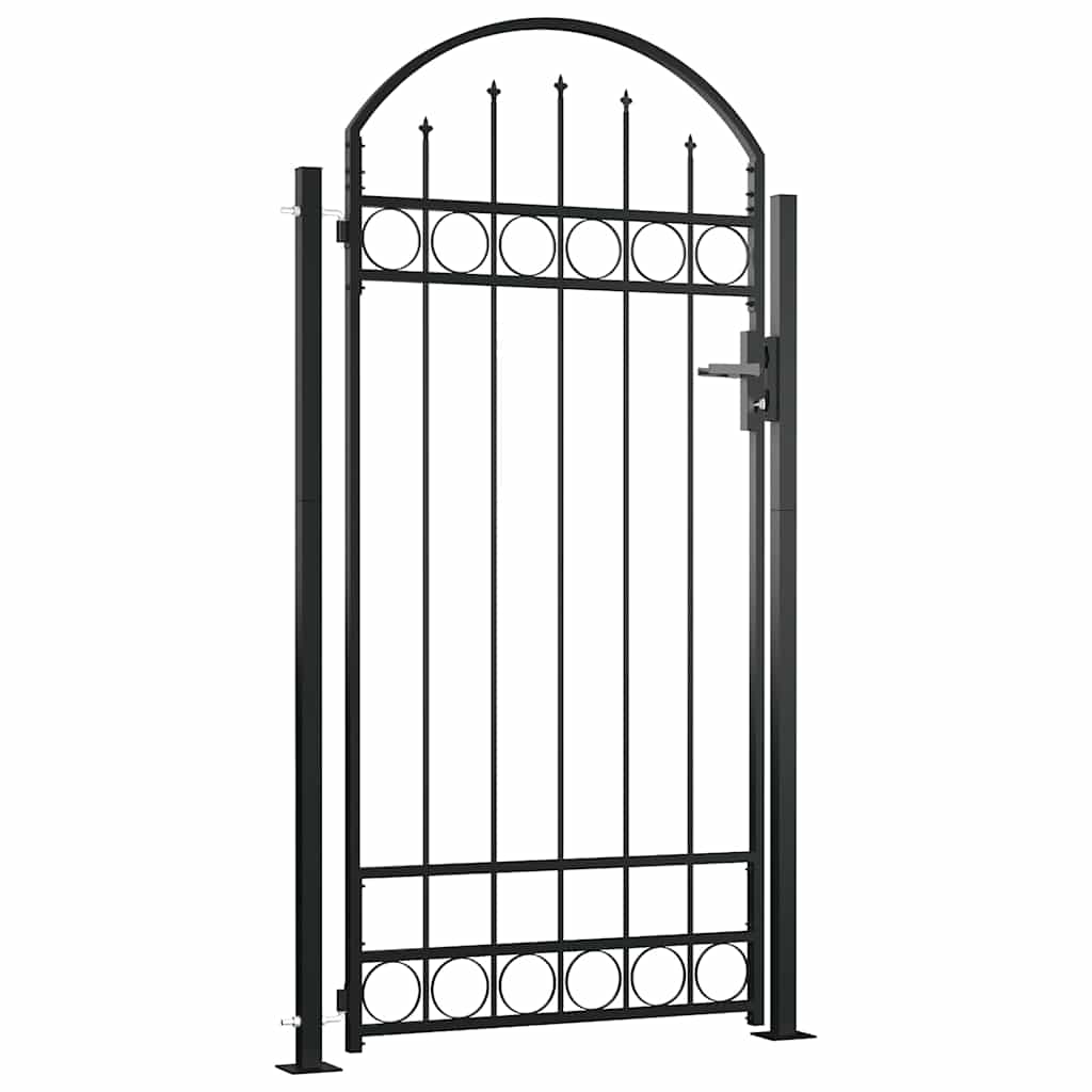 Arched Steel Garden Gate 105x170cm Black | HomeAndLiving