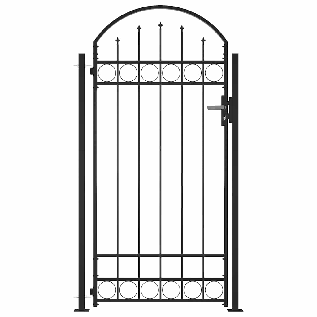 Arched Steel Garden Gate 105x170cm Black | HomeAndLiving