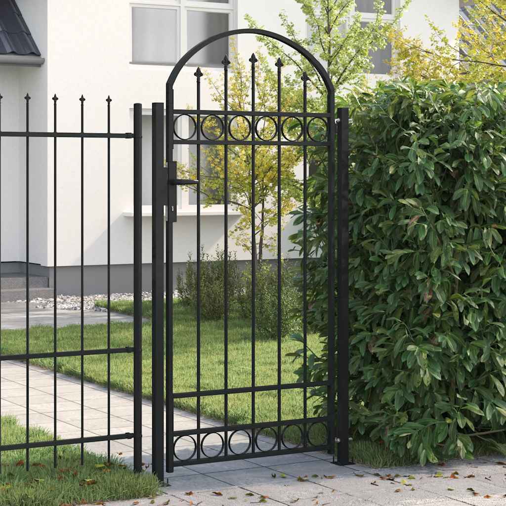 Arched Steel Garden Gate 105x170cm Black | HomeAndLiving