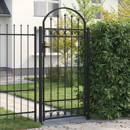 Arched Steel Garden Gate 105x170cm Black | HomeAndLiving