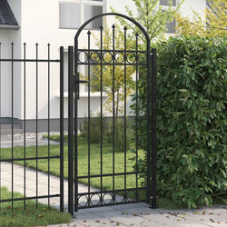 Arched Steel Garden Gate 105x170cm Black | HomeAndLiving