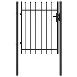 Fence Gate Single Door with Spike Top Steel (Black)