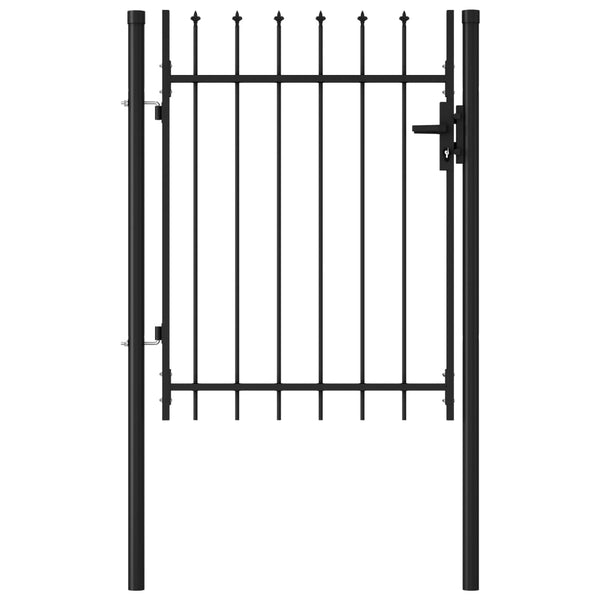  Fence Gate Single Door with Spike Top Steel (Black)