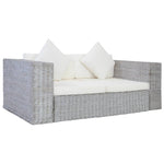 2 Piece Sofa Set with Cushions Grey Natural Rattan