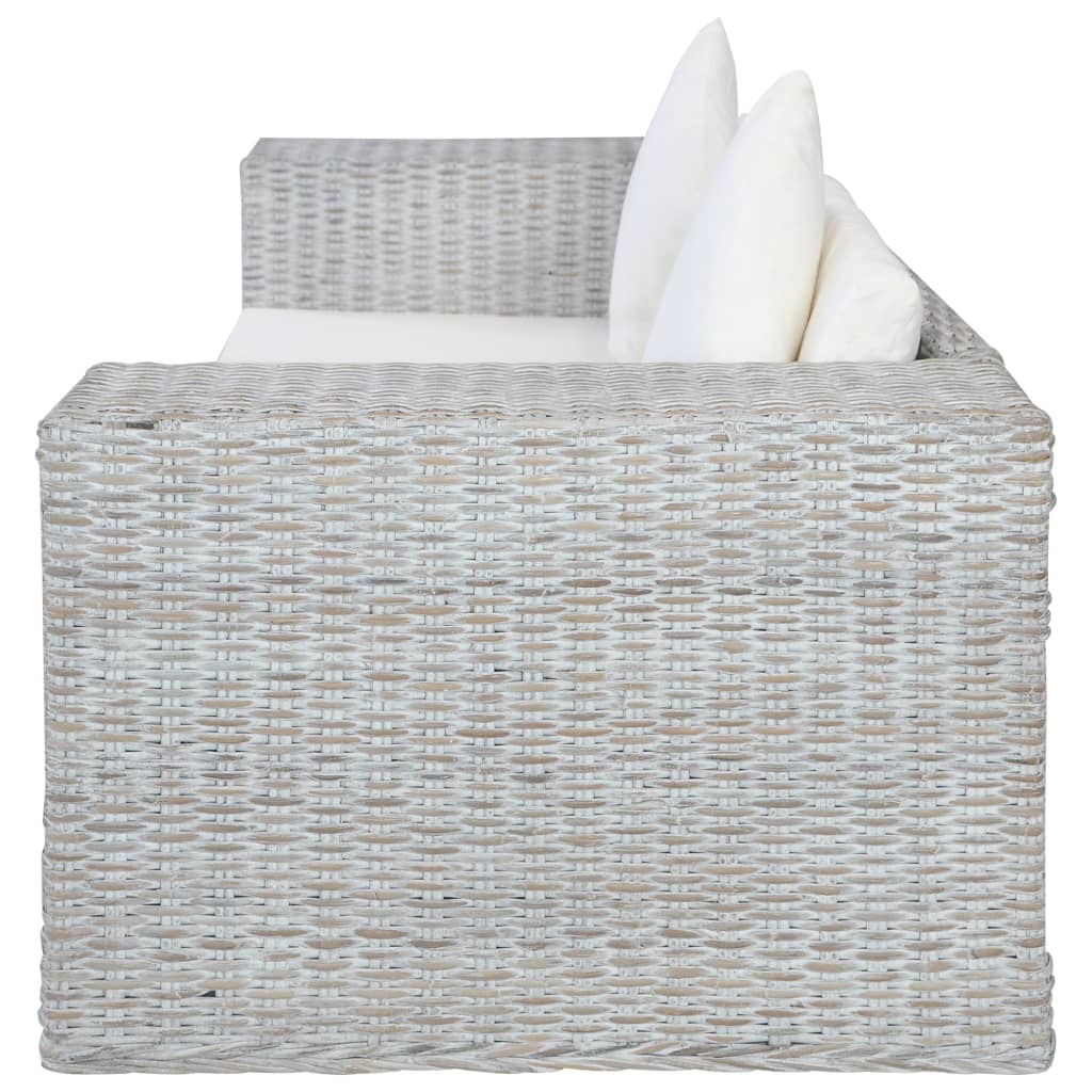 2 Piece Sofa Set with Cushions Grey Natural Rattan