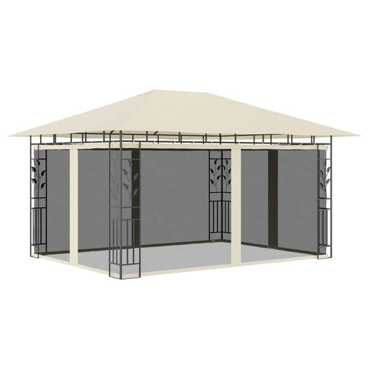 Gazebo with Mosquito Net 4x3x2.73 m Cream 180 g/mÂ²