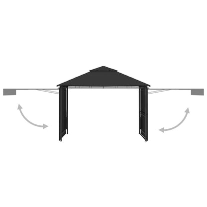 Gazebo with Double Extending Roofs 3x3x2.75 m Anthracite 180g/mÂ²