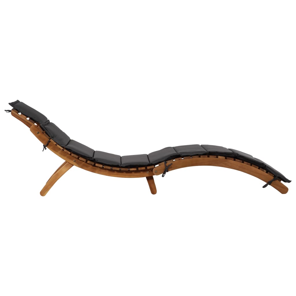 Sun Lounger with Cushion Solid Acacia Wood Dark Grey - 92×55×20cm