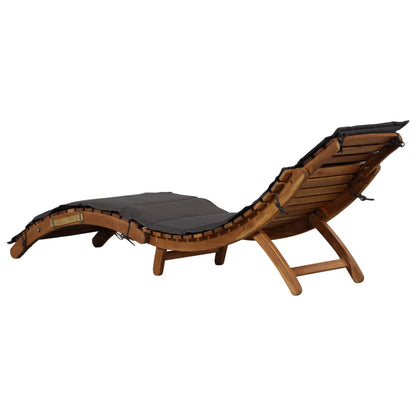 Sun Lounger with Cushion Solid Acacia Wood Dark Grey - 92×55×20cm