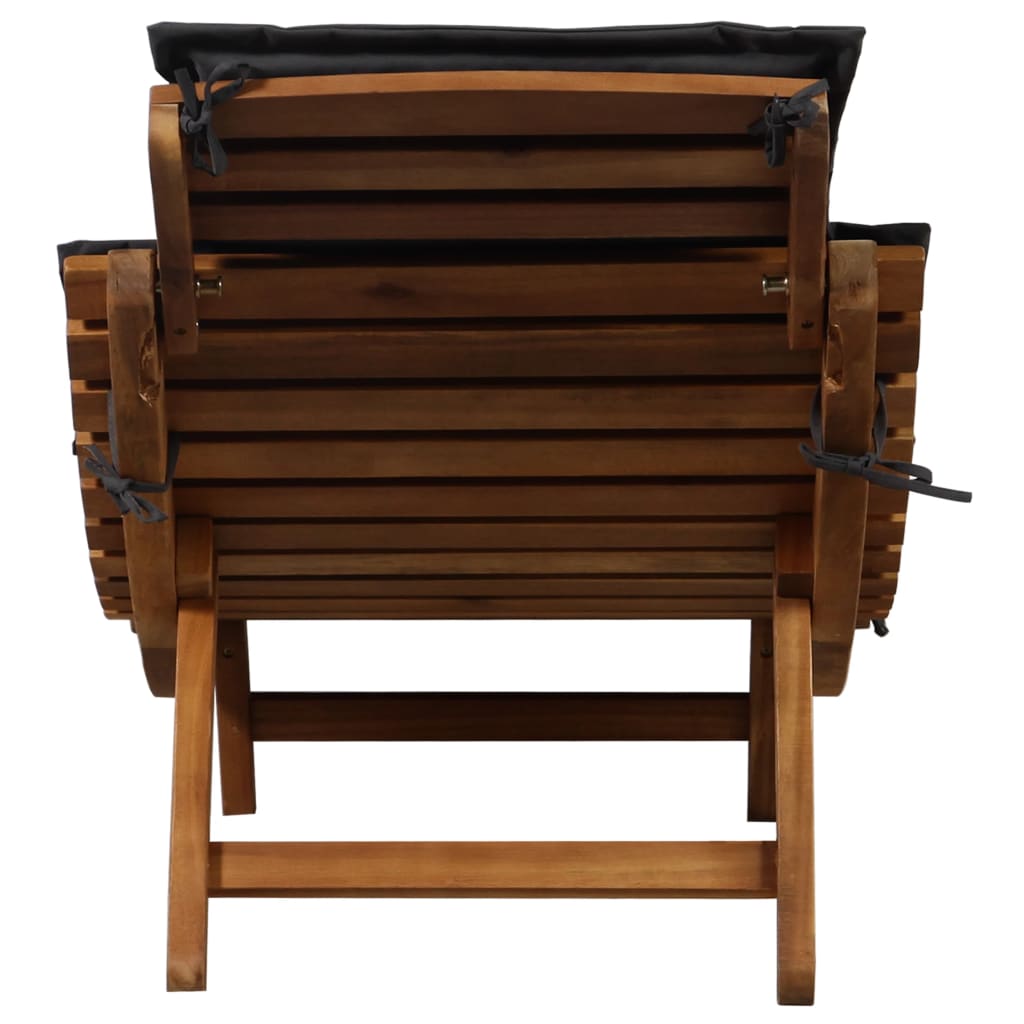 Sun Lounger with Cushion Solid Acacia Wood Dark Grey - 92×55×20cm