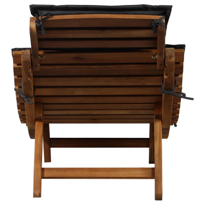 Sun Lounger with Cushion Solid Acacia Wood Dark Grey - 92×55×20cm