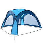Party Tent with LED and 4 Sidewalls 3.6x3.6x2.3 m Blue