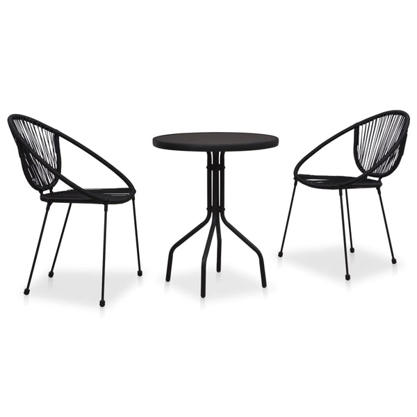  3 Piece Bistro Set PVC Rattan Black
