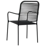 Garden Chairs 2 pcs Cotton Rope and Steel Black
