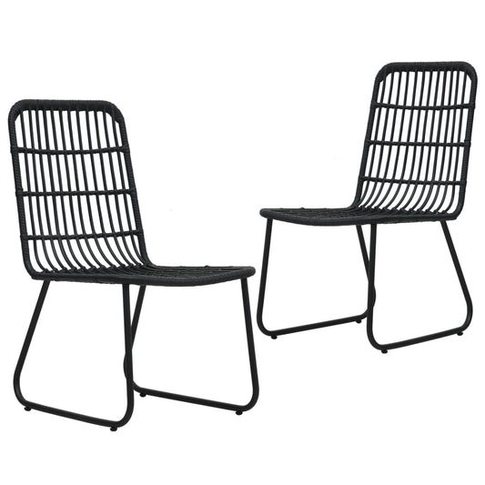 Garden Chairs 2 pcs Poly Rattan Black - 66.5×53.5×90cm